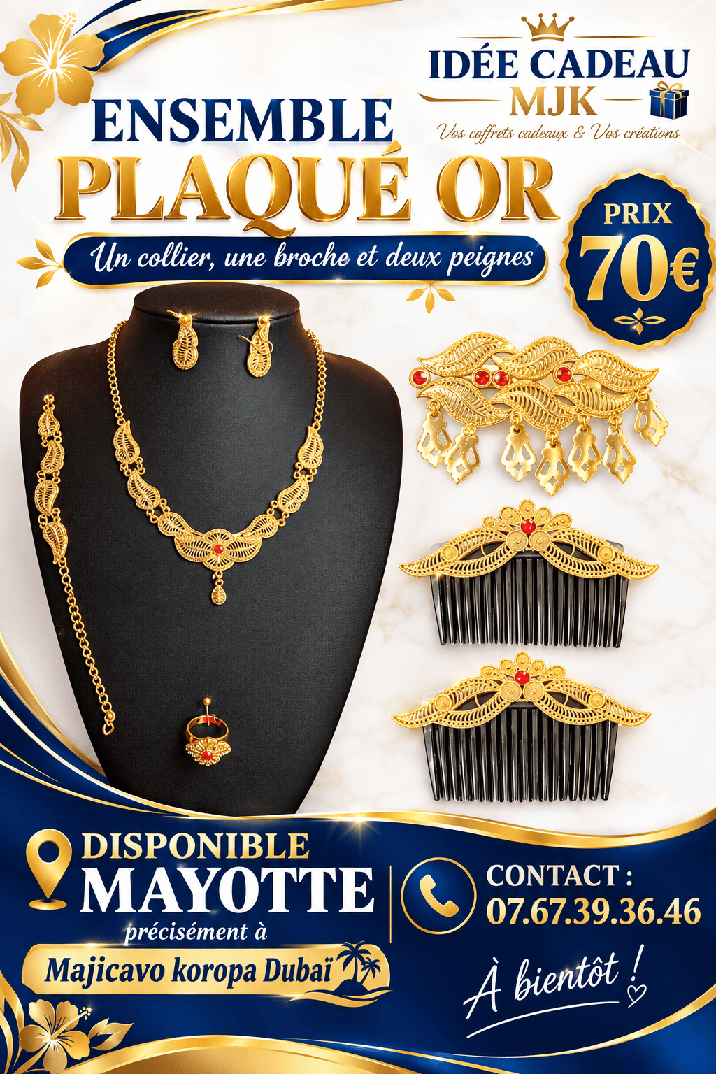 Ensemble bijoux plaque or